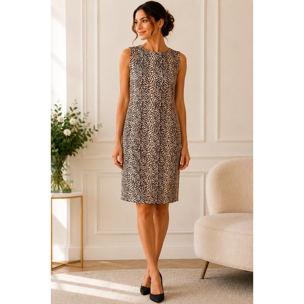 Maggy London Silk Dress Sleeveless Animal Print SZ14 Lightweight Sheath